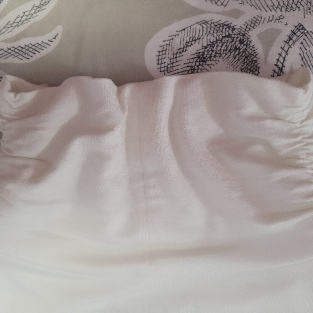 Chico's Ivory Ruched T-Neck Long Sleeve Rayon Top Chico's Size 1 = Medium - Picture 6 of 7